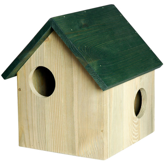 Eichhörnchenkobel aus Kiefernholz mit drei Eingängen und Fluchtwegen