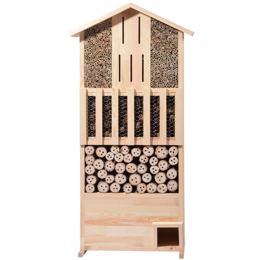 Multifunktionale Insektenhotel-Wand aus FSC®-zertifiziertem Kiefernholz mit Igelhaus