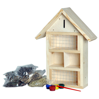 DIY-Insektenhotel aus FSC®-zertifiziertem Kiefernholz – Wildbienenhotel zum Selberbauen und Bemalen, kreatives Bastelset für Kinder und Erwachsene.