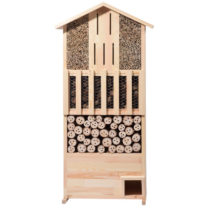 Multifunktionale Insektenhotel-Wand aus FSC®-zertifiziertem Kiefernholz mit Igelhaus
